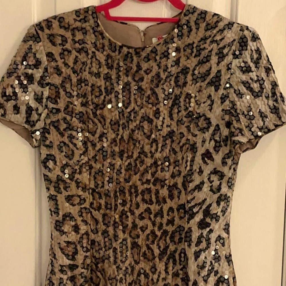 Chetta B Leopard Print Sequin Dress